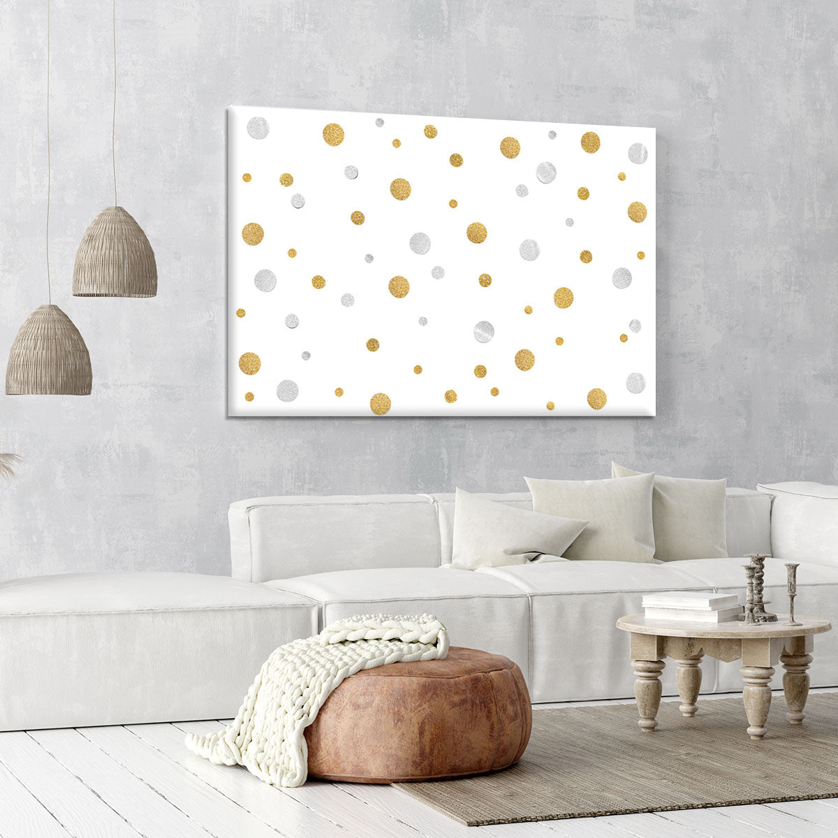 Gold and Silver Glitter Polka Dot Canvas Print or Poster - Canvas Art Rocks - 6