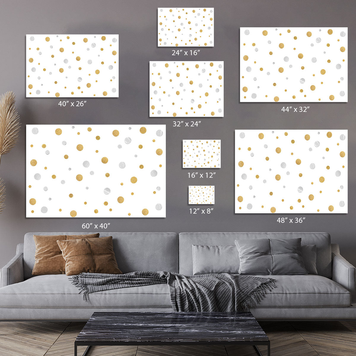 Gold and Silver Glitter Polka Dot Canvas Print or Poster - Canvas Art Rocks - 7