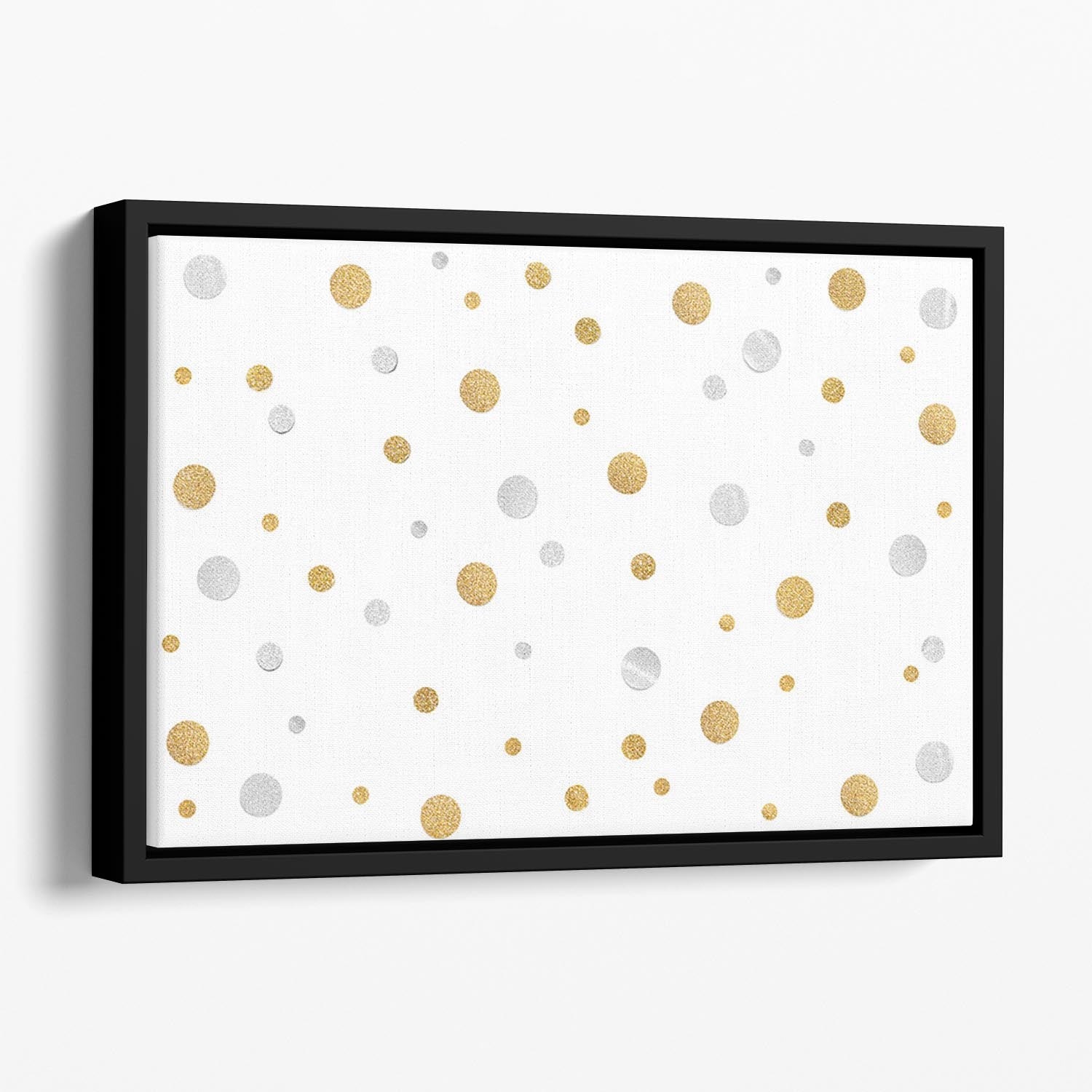 Gold and Silver Glitter Polka Dot Floating Framed Canvas - Canvas Art Rocks - 1