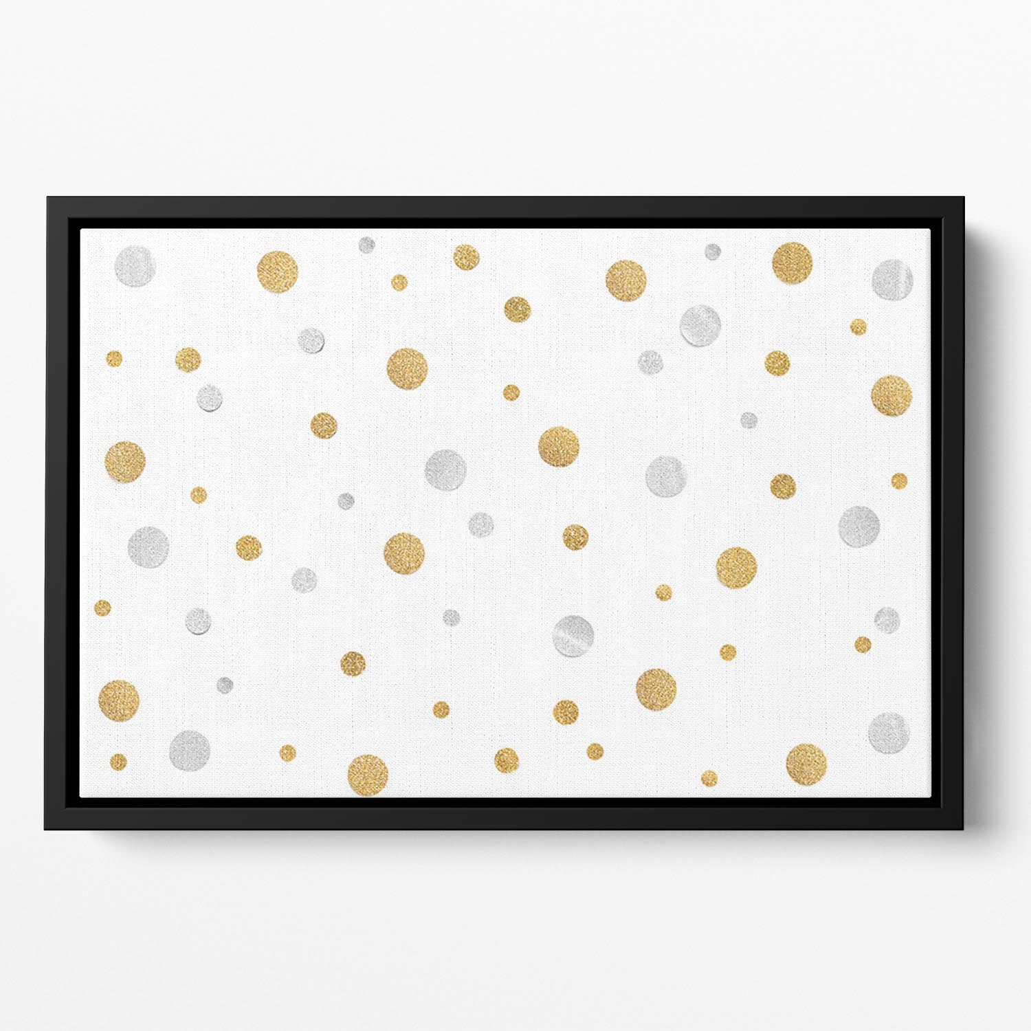 Gold and Silver Glitter Polka Dot Floating Framed Canvas - Canvas Art Rocks - 2