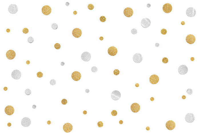 Gold and Silver Glitter Polka Dot Wall Mural Wallpaper