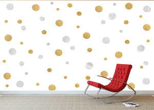 Gold and Silver Glitter Polka Dot Wall Mural Wallpaper - Canvas Art Rocks - 2