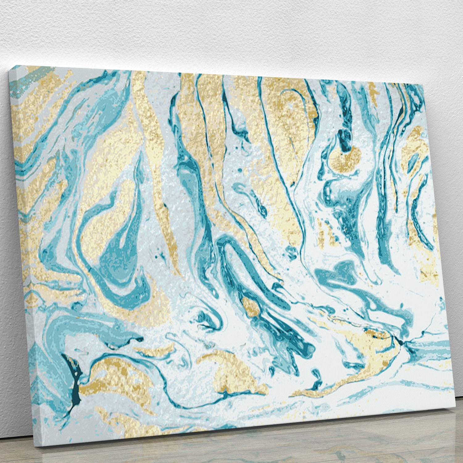 Gold and Teal Swirled Marble Canvas Print or Poster - Canvas Art Rocks - 1