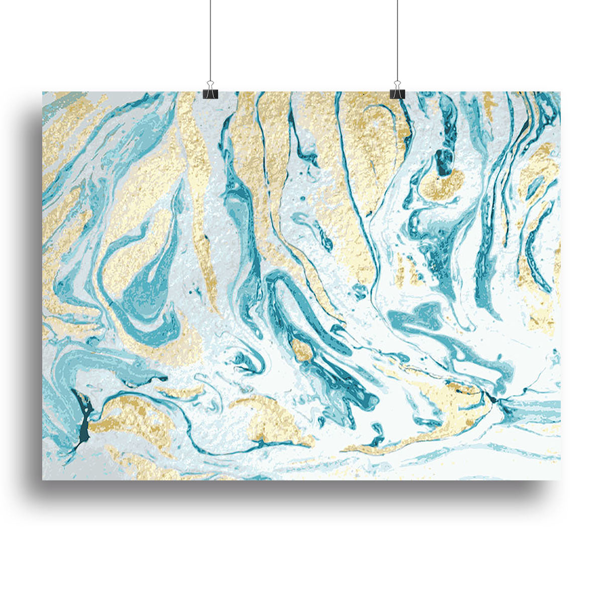 Gold and Teal Swirled Marble Canvas Print or Poster - Canvas Art Rocks - 2
