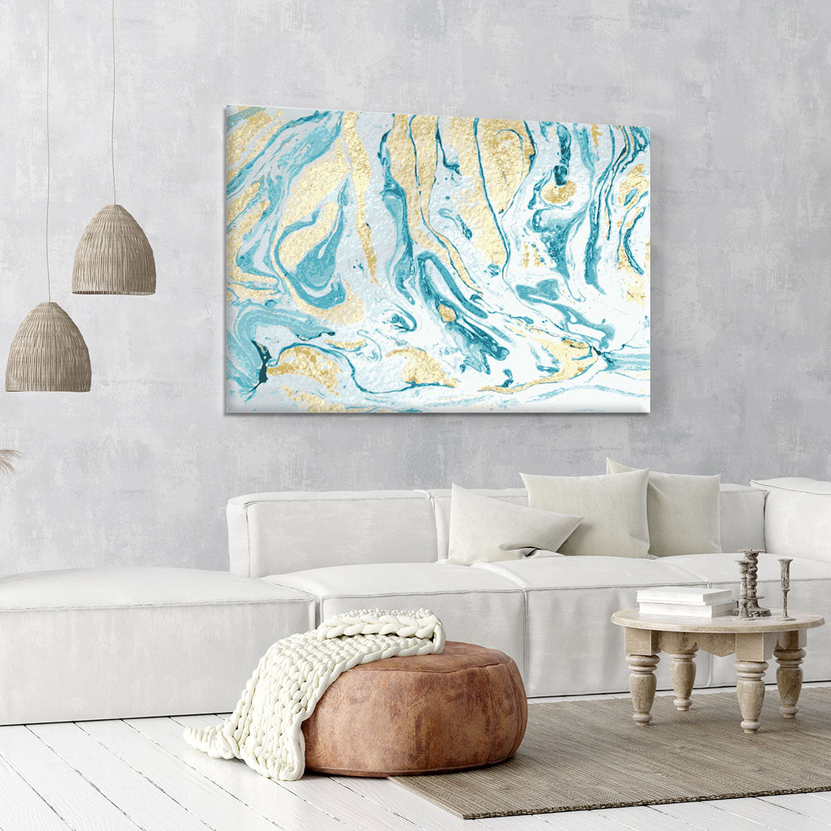 Gold and Teal Swirled Marble Canvas Print or Poster - Canvas Art Rocks - 6