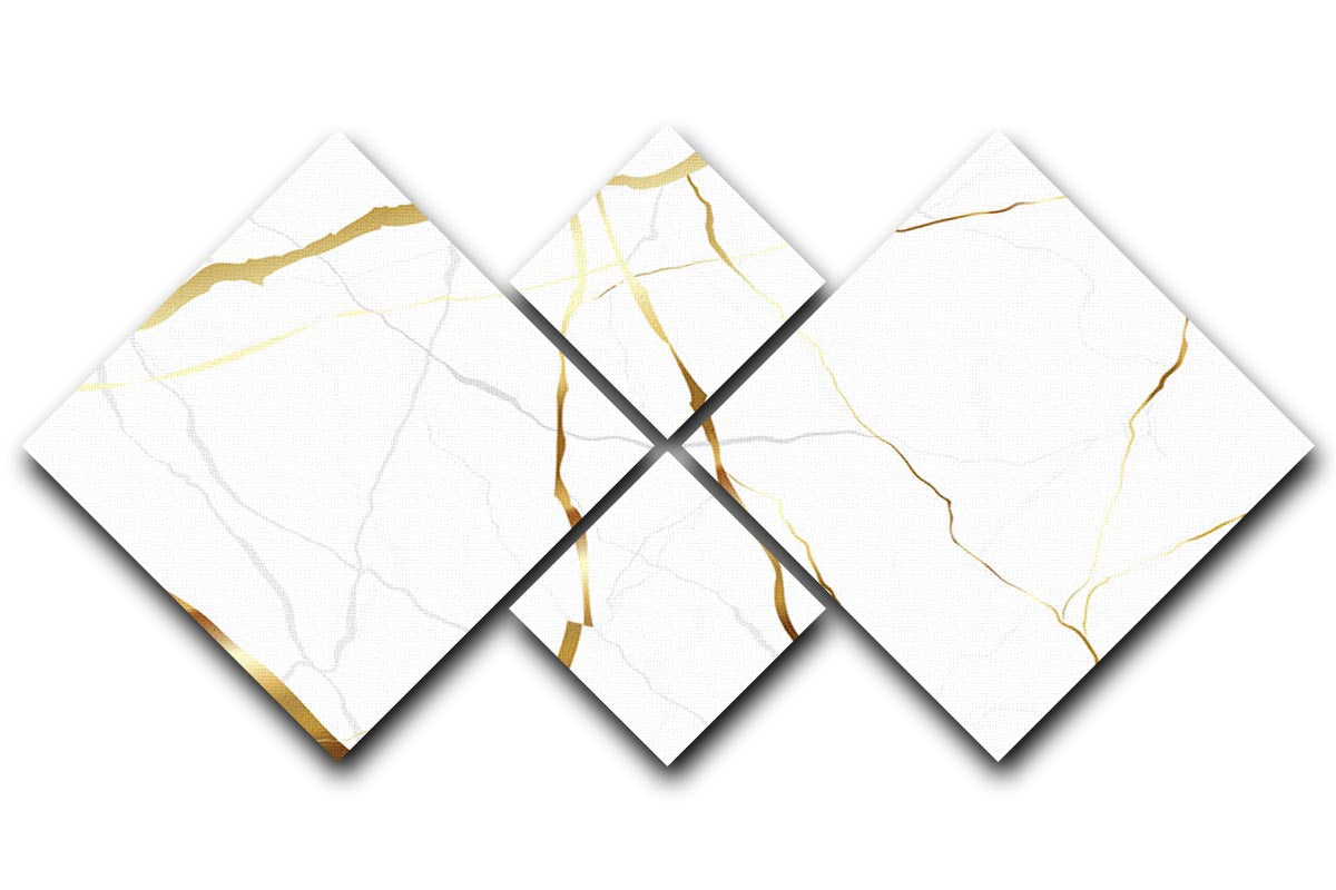 Gold and White Veined Marble 4 Square Multi Panel Canvas - Canvas Art Rocks - 1