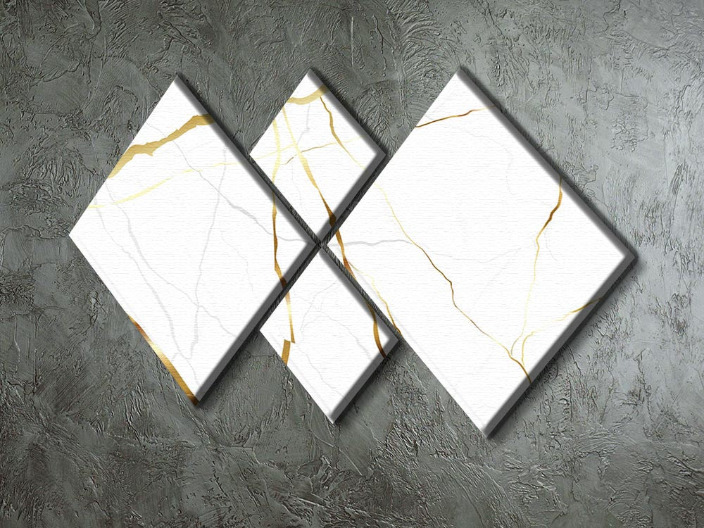 Gold and White Veined Marble 4 Square Multi Panel Canvas - Canvas Art Rocks - 2