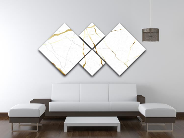 Gold and White Veined Marble 4 Square Multi Panel Canvas - Canvas Art Rocks - 3