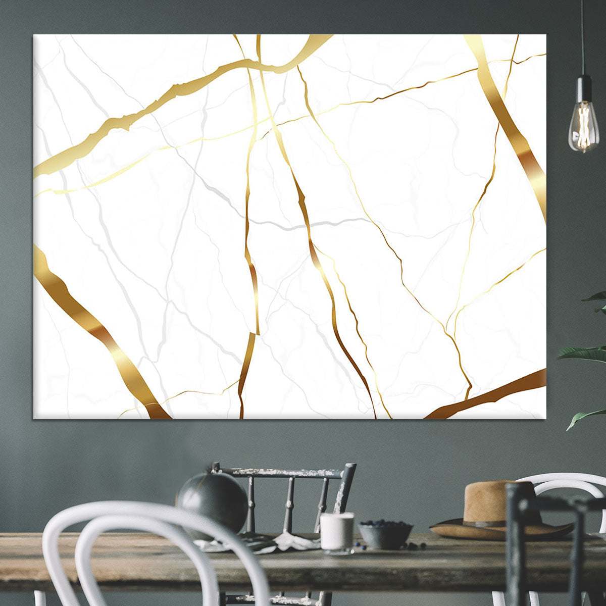 Gold and White Veined Marble Canvas Print or Poster - Canvas Art Rocks - 3
