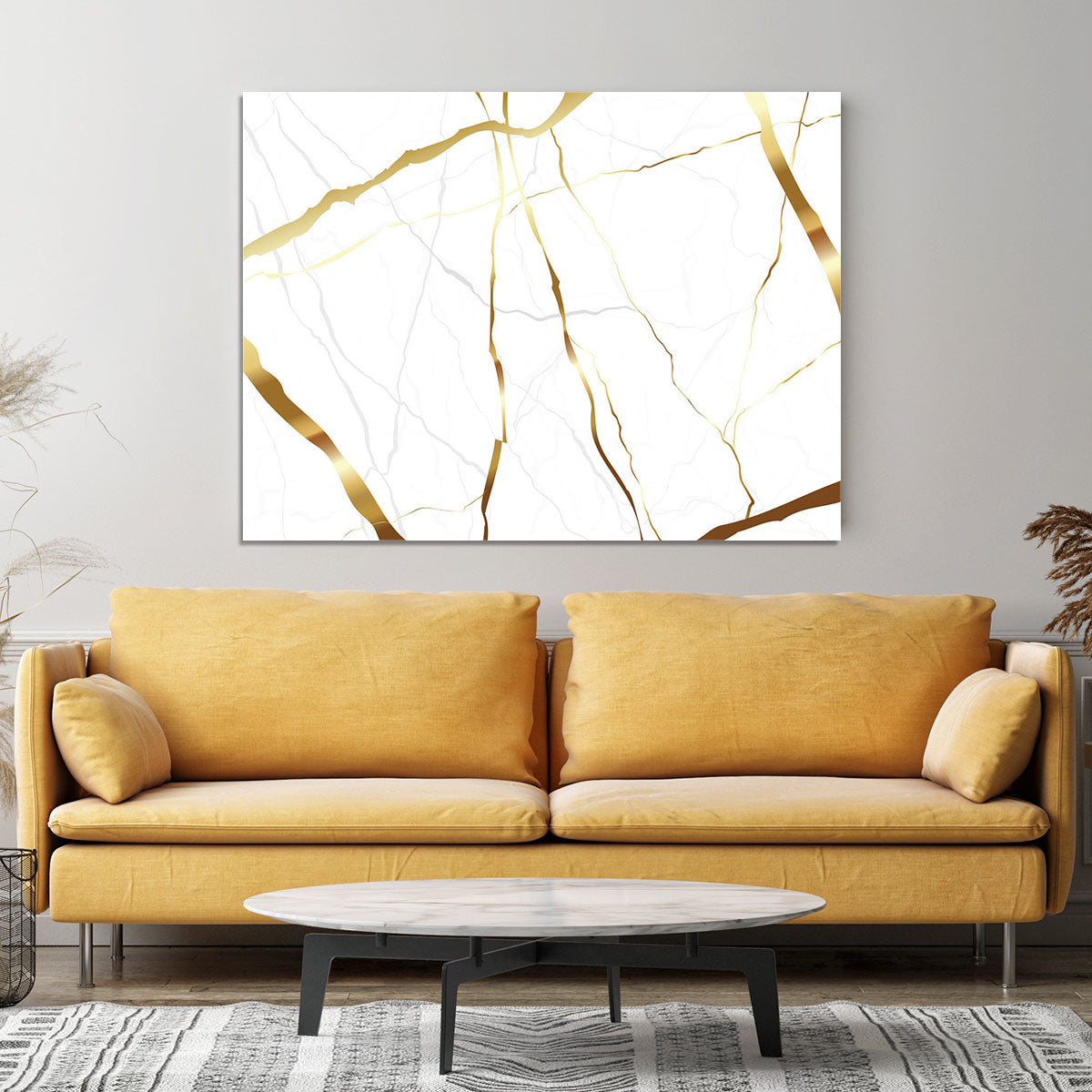 Gold and White Veined Marble Canvas Print or Poster - Canvas Art Rocks - 4