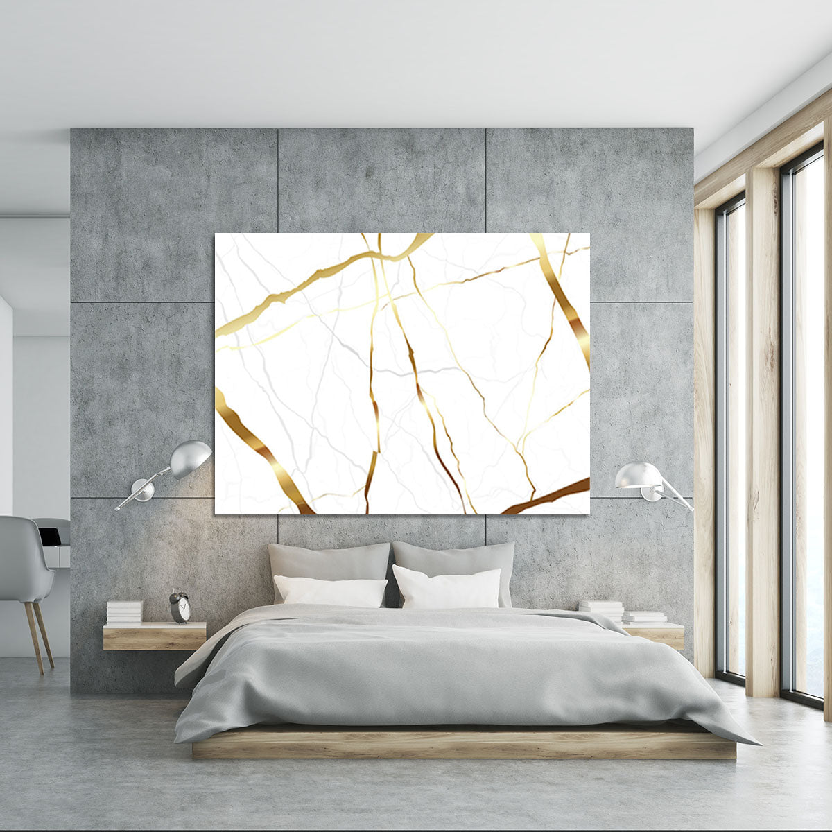 Gold and White Veined Marble Canvas Print or Poster - Canvas Art Rocks - 5