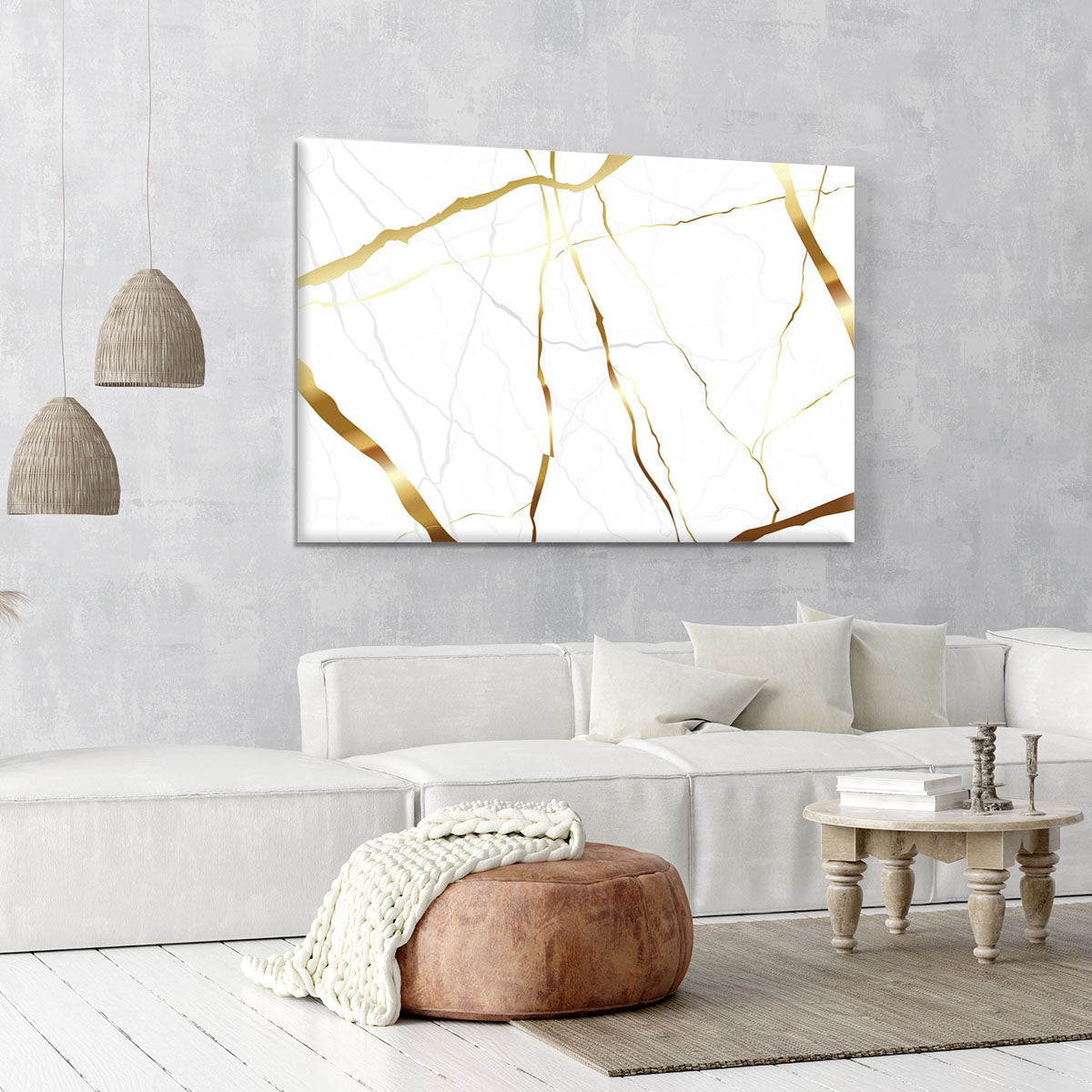 Gold and White Veined Marble Canvas Print or Poster - Canvas Art Rocks - 6