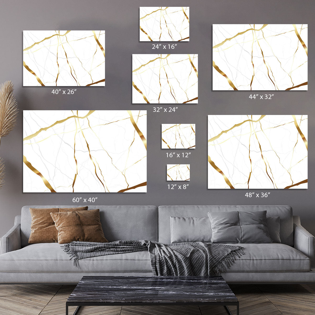 Gold and White Veined Marble Canvas Print or Poster - Canvas Art Rocks - 7