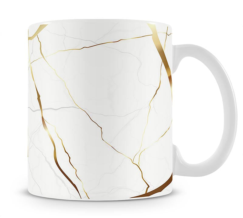 Gold and White Veined Marble Mug - Canvas Art Rocks - 1