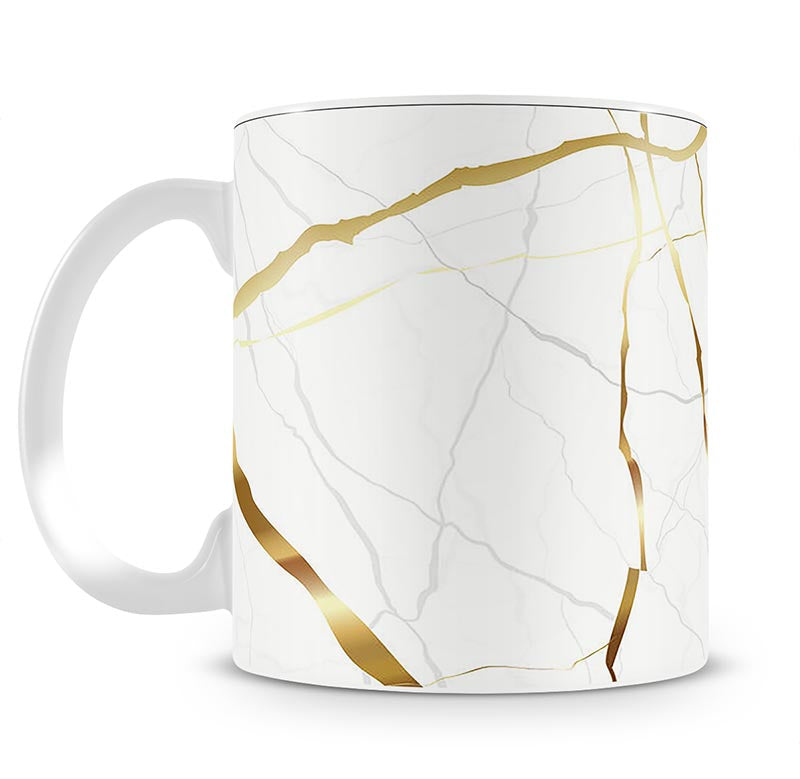 Gold and White Veined Marble Mug - Canvas Art Rocks - 1