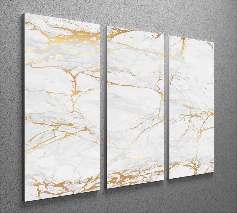 Golden Marble 3 Split Panel Canvas Print - Canvas Art Rocks - 2