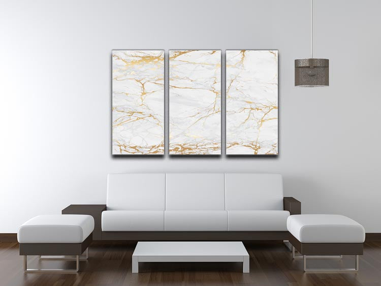 Golden Marble 3 Split Panel Canvas Print - Canvas Art Rocks - 3