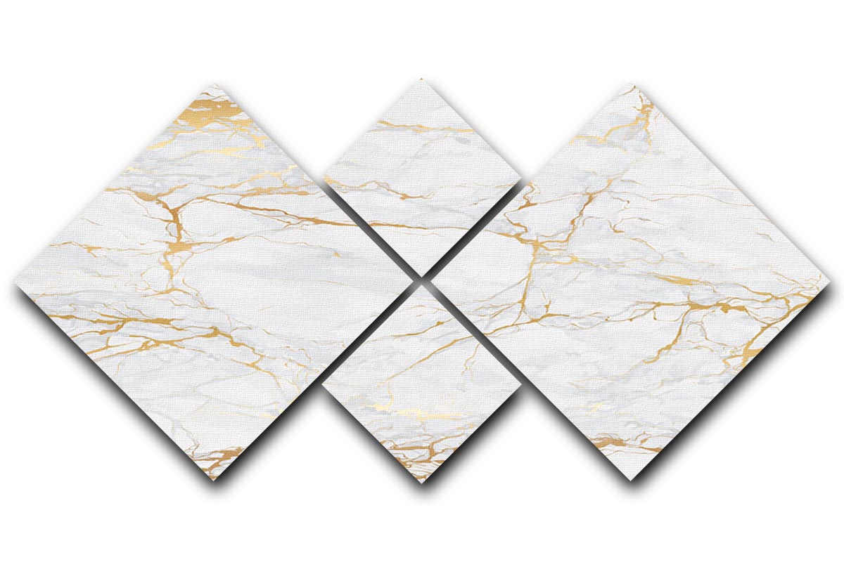 Golden Marble 4 Square Multi Panel Canvas - Canvas Art Rocks - 1
