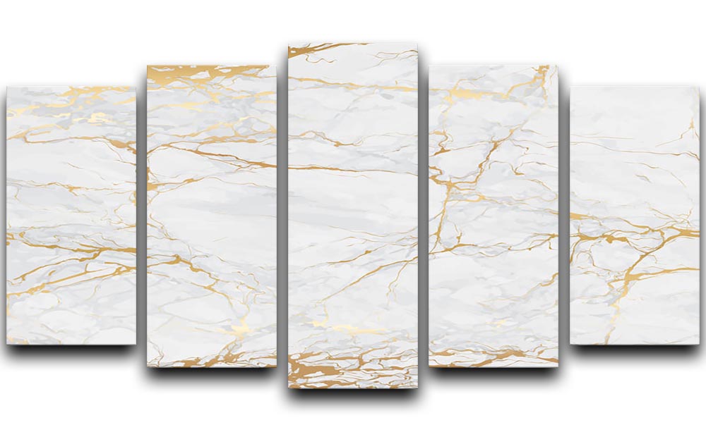 Golden Marble 5 Split Panel Canvas - Canvas Art Rocks - 1