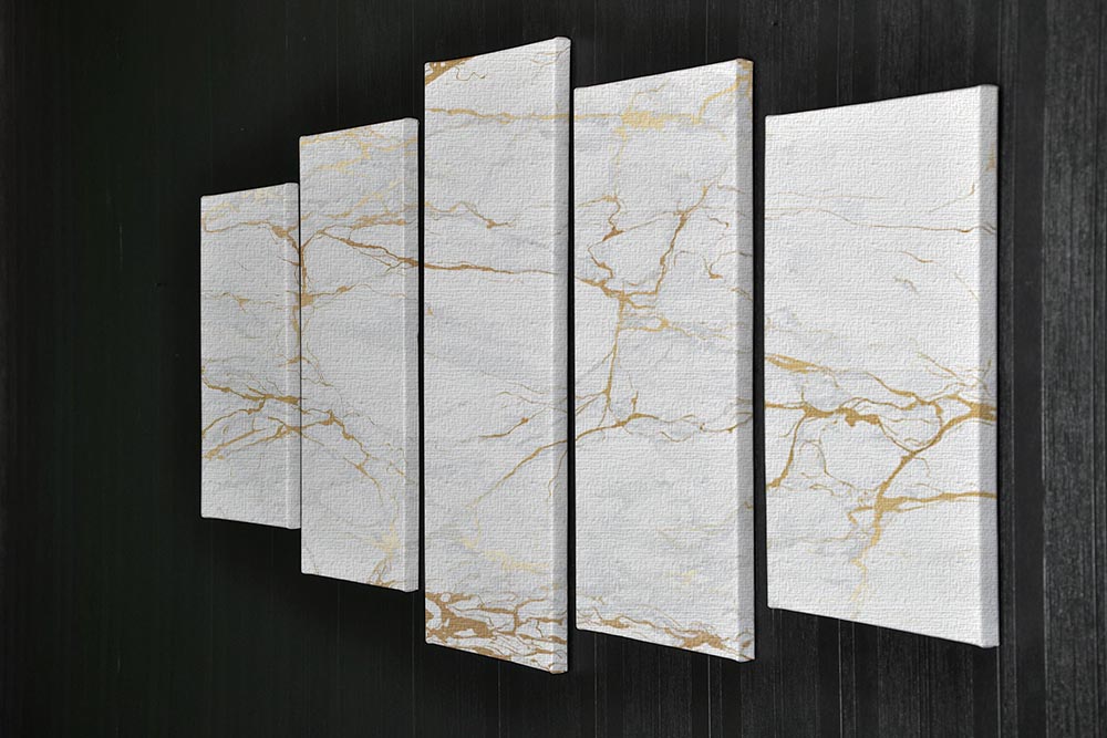 Golden Marble 5 Split Panel Canvas - Canvas Art Rocks - 2