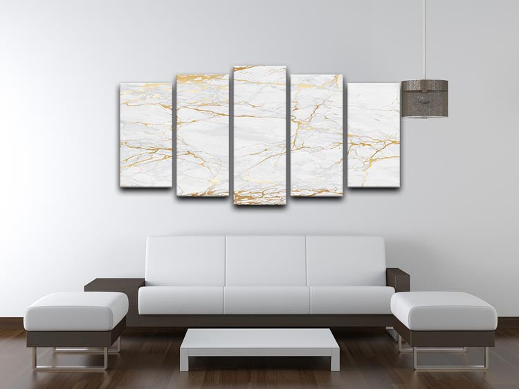 Golden Marble 5 Split Panel Canvas - Canvas Art Rocks - 3