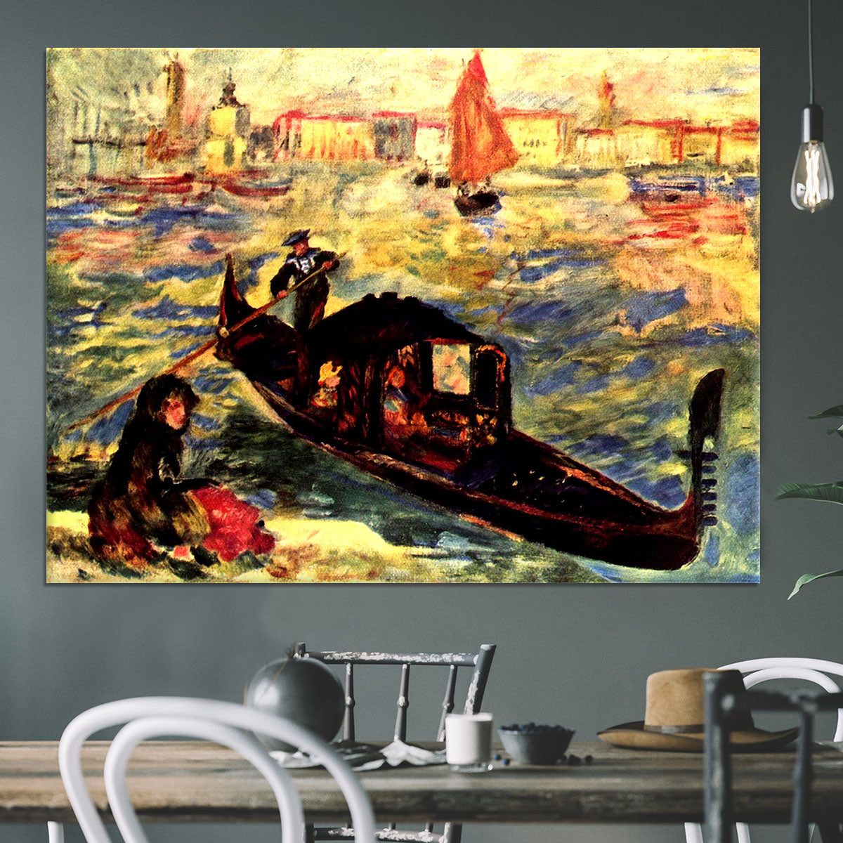 Gondola on the Canale Grande by Renoir Canvas Print or Poster - Canvas Art Rocks - 3