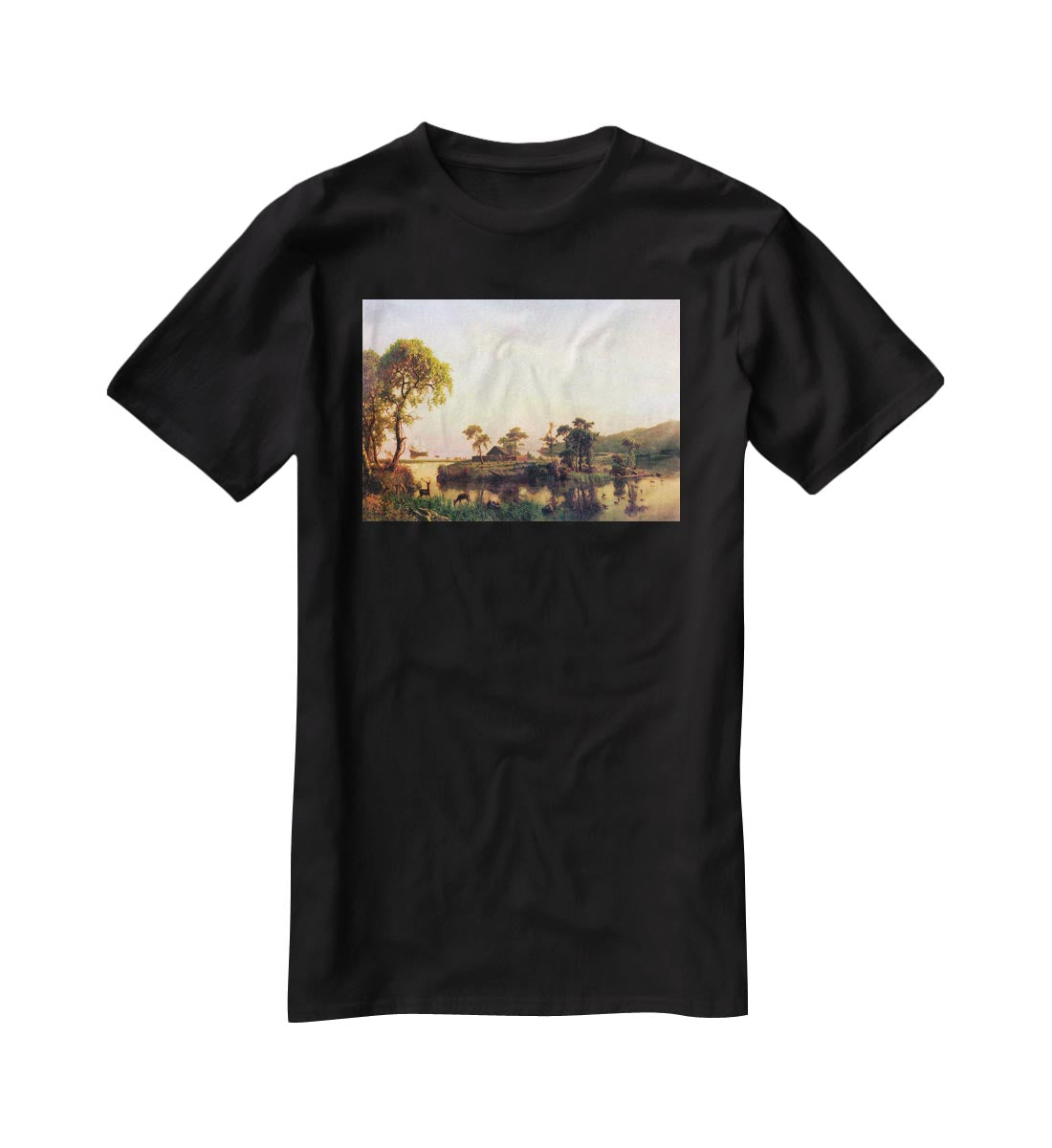 Gosnold on Cuttyhunk 1602 by Bierstadt T-Shirt - Canvas Art Rocks - 1