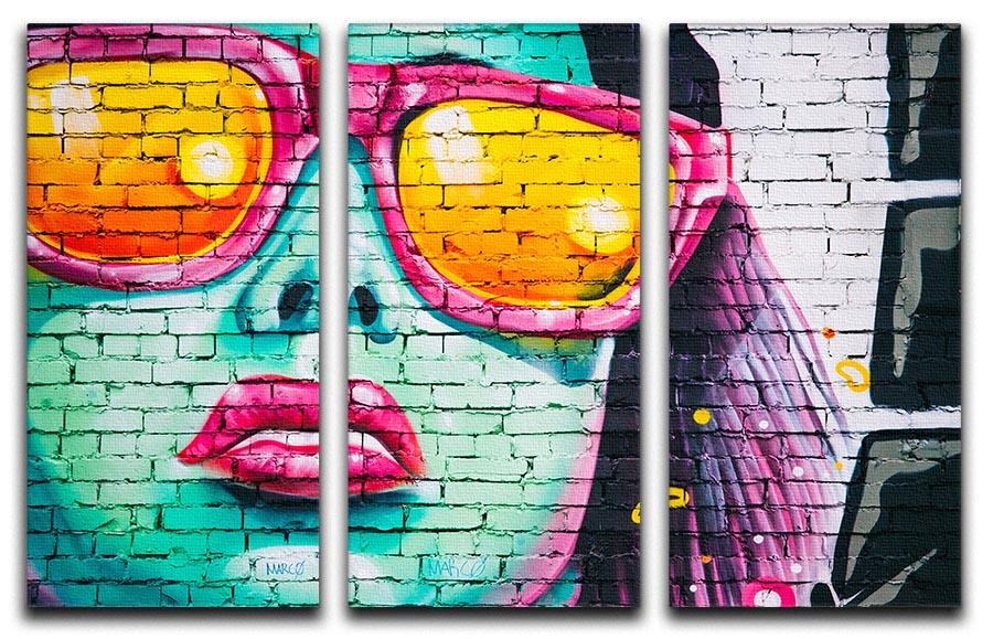 Graffiti Glasses 3 Split Panel Canvas Print - Canvas Art Rocks - 1