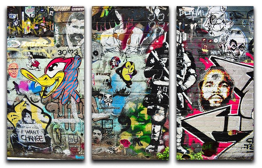 Graffiti Wall Abstract 3 Split Panel Canvas Print - Canvas Art Rocks - 1