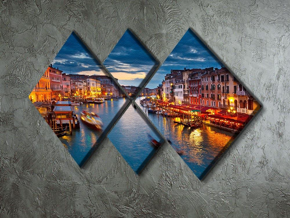Grand Canal at night Venice 4 Square Multi Panel Canvas  - Canvas Art Rocks - 2