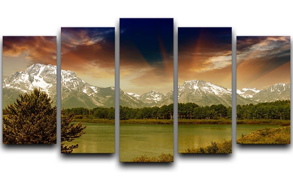 Grand Teton National Park 5 Split Panel Canvas  - Canvas Art Rocks - 1