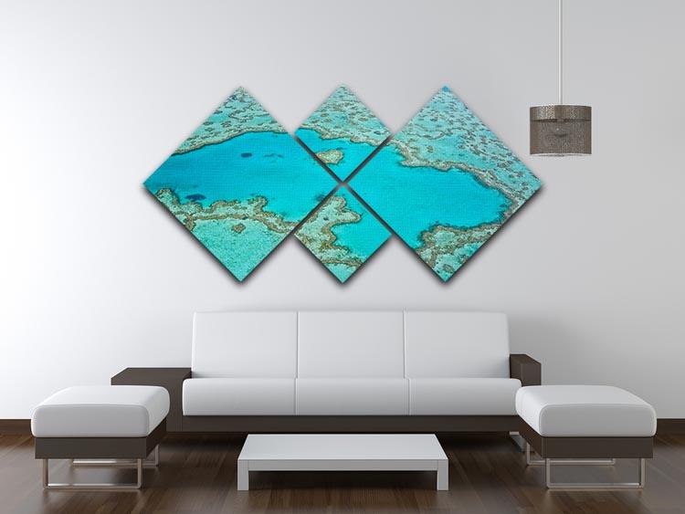 Great Barrier Reef Aerial View 4 Square Multi Panel Canvas  - Canvas Art Rocks - 3