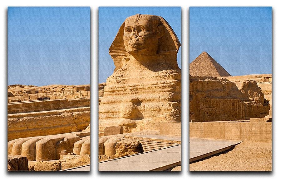 Great Sphinx with the pyramid of Menkaure 3 Split Panel Canvas Print - Canvas Art Rocks - 1