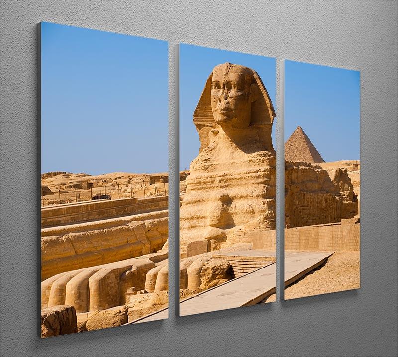 Great Sphinx with the pyramid of Menkaure 3 Split Panel Canvas Print - Canvas Art Rocks - 2
