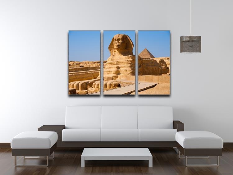 Great Sphinx with the pyramid of Menkaure 3 Split Panel Canvas Print - Canvas Art Rocks - 3