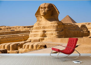 Great Sphinx with the pyramid of Menkaure Wall Mural Wallpaper - Canvas Art Rocks - 2