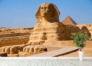 Great Sphinx with the pyramid of Menkaure Wall Mural Wallpaper - Canvas Art Rocks - 4