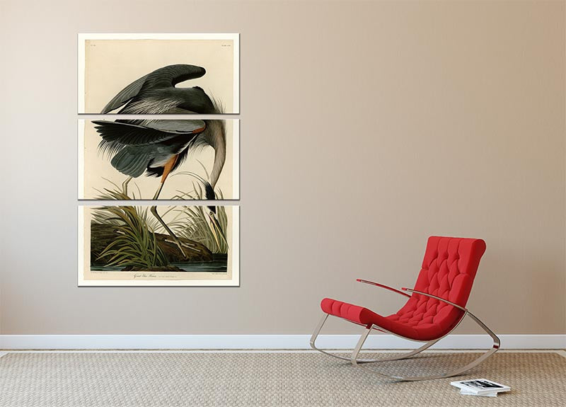 Great blue Heron by Audubon 3 Split Panel Canvas Print - Canvas Art Rocks - 2