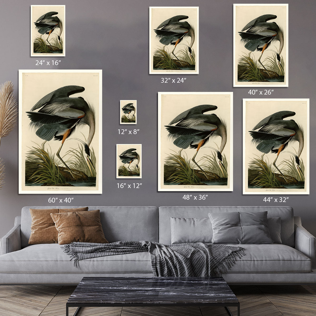 Great blue Heron by Audubon Canvas Print or Poster - Canvas Art Rocks - 7
