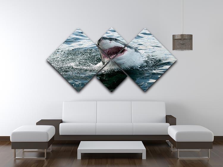 Great white shark 4 Square Multi Panel Canvas  - Canvas Art Rocks - 3
