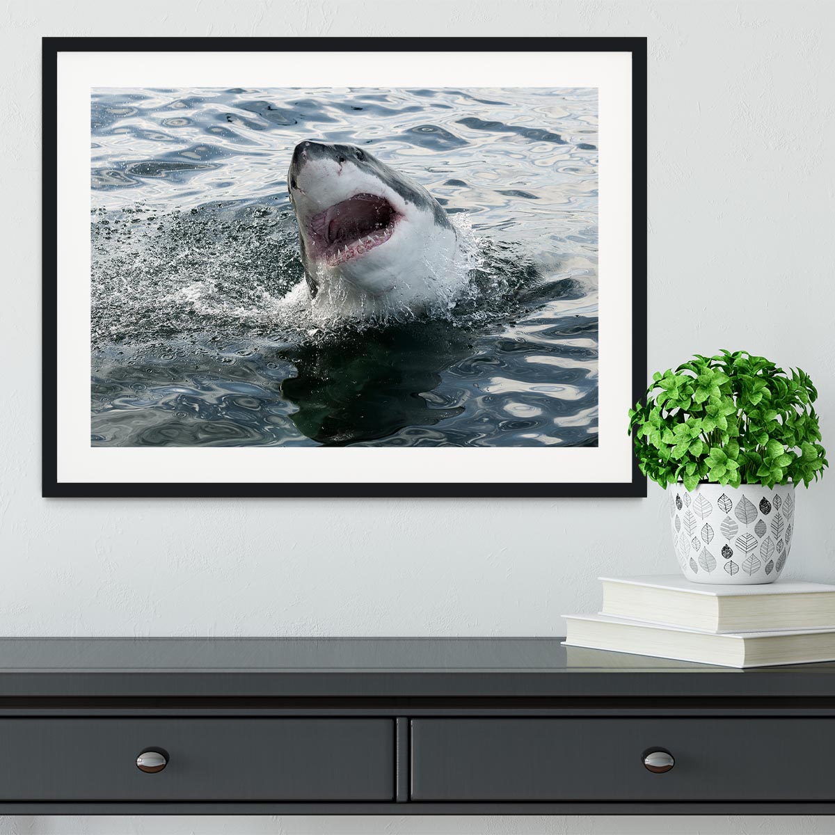 Great white shark Framed Print - Canvas Art Rocks - 1