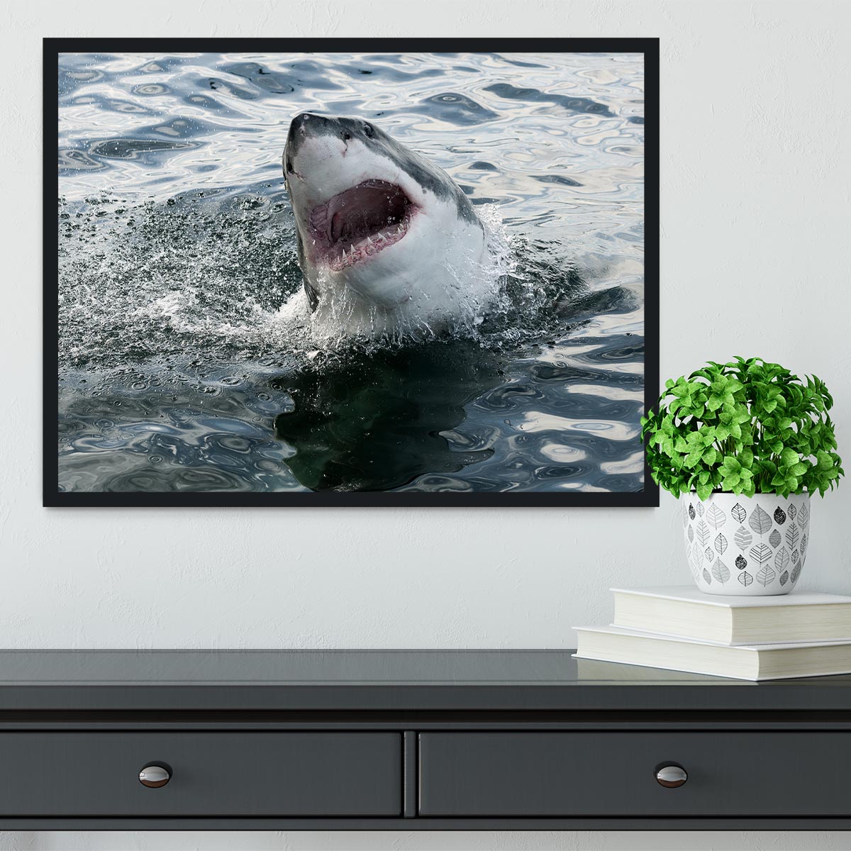 Great white shark Framed Print - Canvas Art Rocks - 2