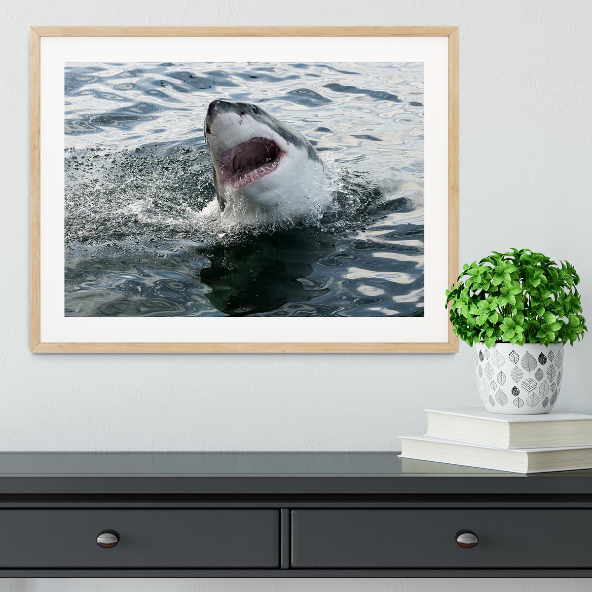 Great white shark Framed Print - Canvas Art Rocks - 3