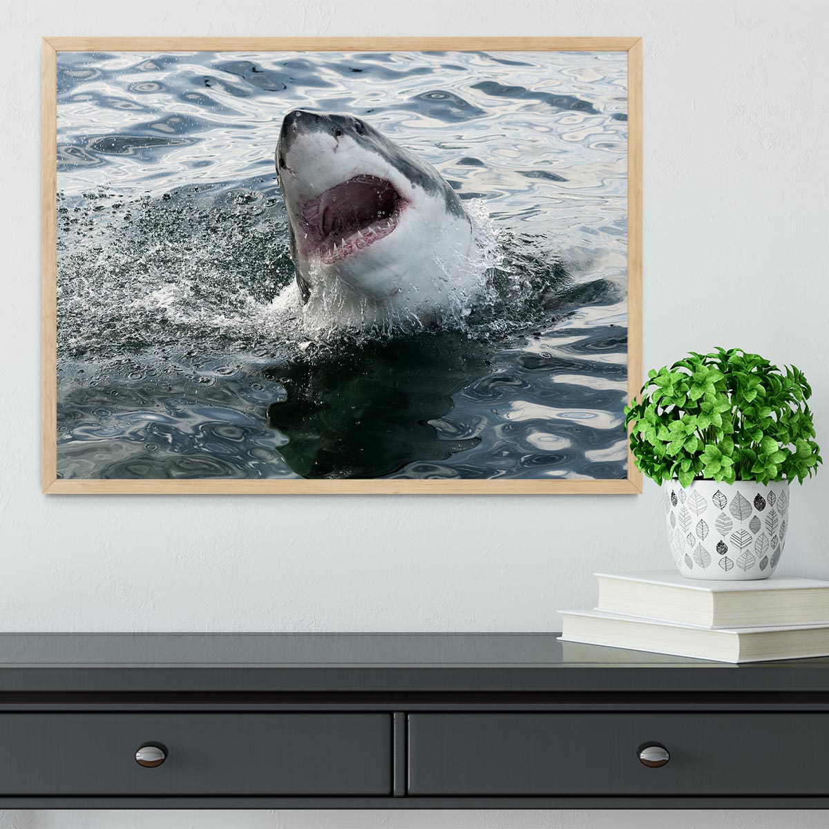 Great white shark Framed Print - Canvas Art Rocks - 4