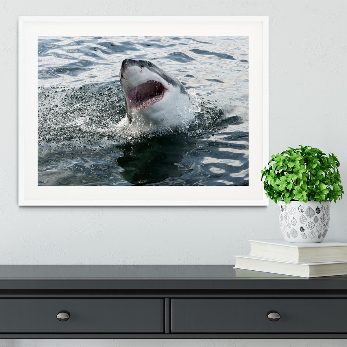 Great white shark Framed Print - Canvas Art Rocks - 5
