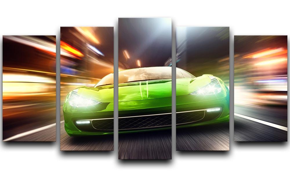 Green Race Car 5 Split Panel Canvas  - Canvas Art Rocks - 1