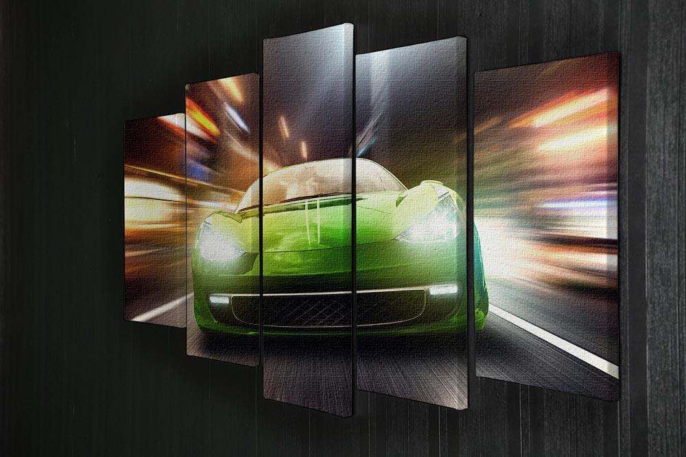 Green Race Car 5 Split Panel Canvas  - Canvas Art Rocks - 2