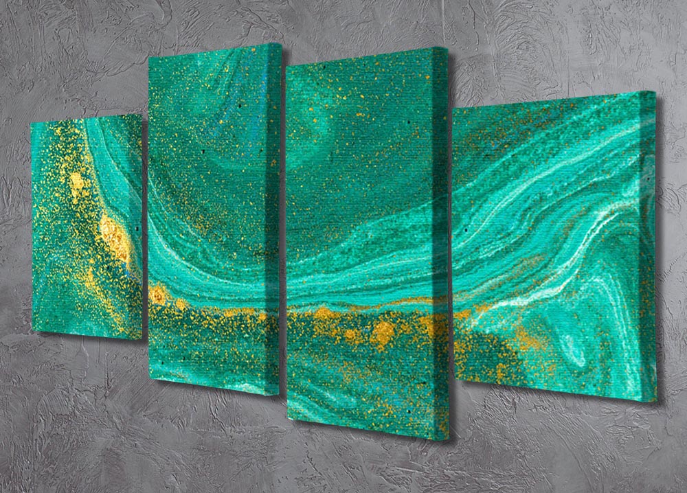 Green Swirled Marble 4 Split Panel Canvas - Canvas Art Rocks - 2