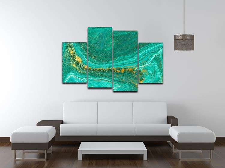 Green Swirled Marble 4 Split Panel Canvas - Canvas Art Rocks - 3