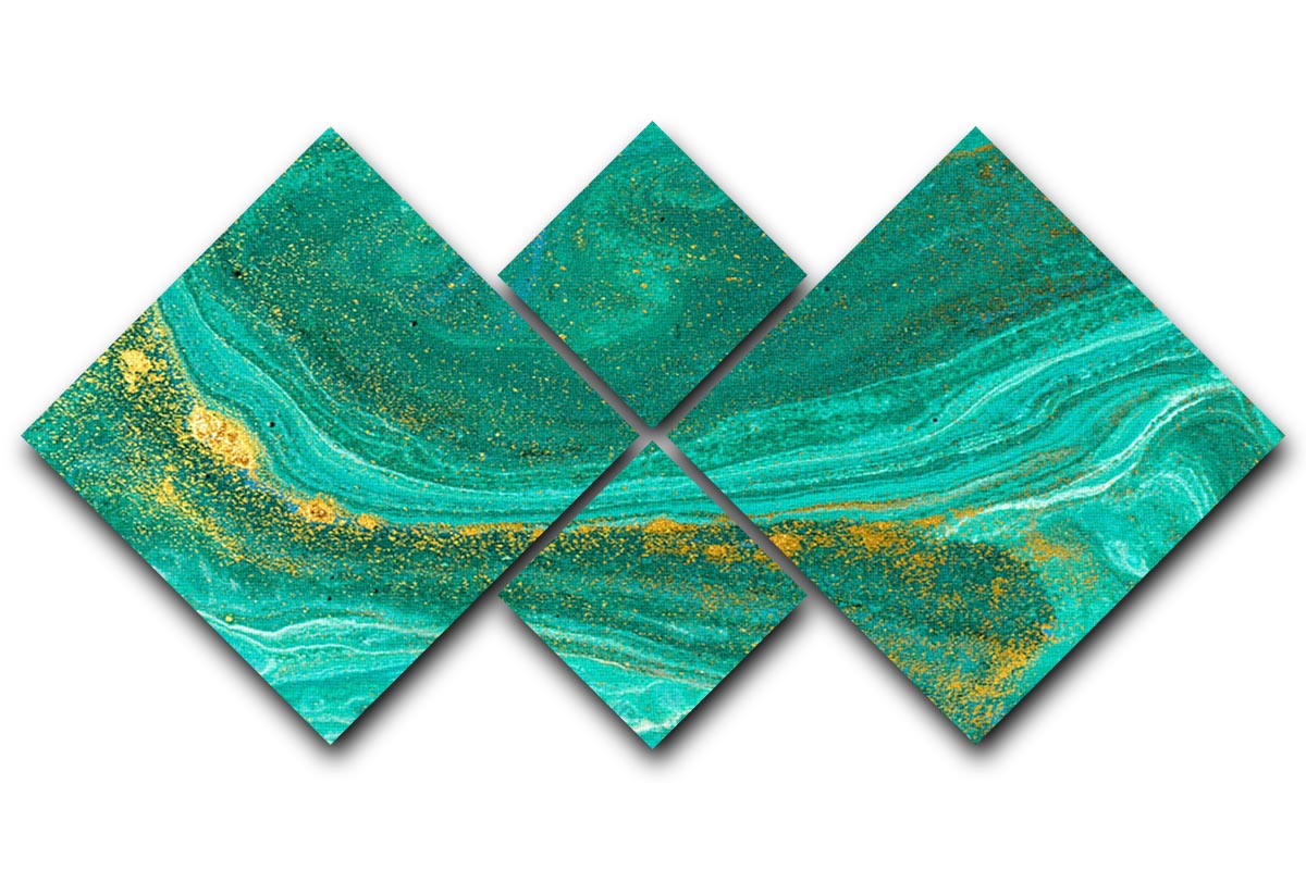 Green Swirled Marble 4 Square Multi Panel Canvas - Canvas Art Rocks - 1
